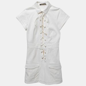 Roberto Cavalli White Cotton Lace-Up Playsuit S, Suits - Luxury Closet catalog