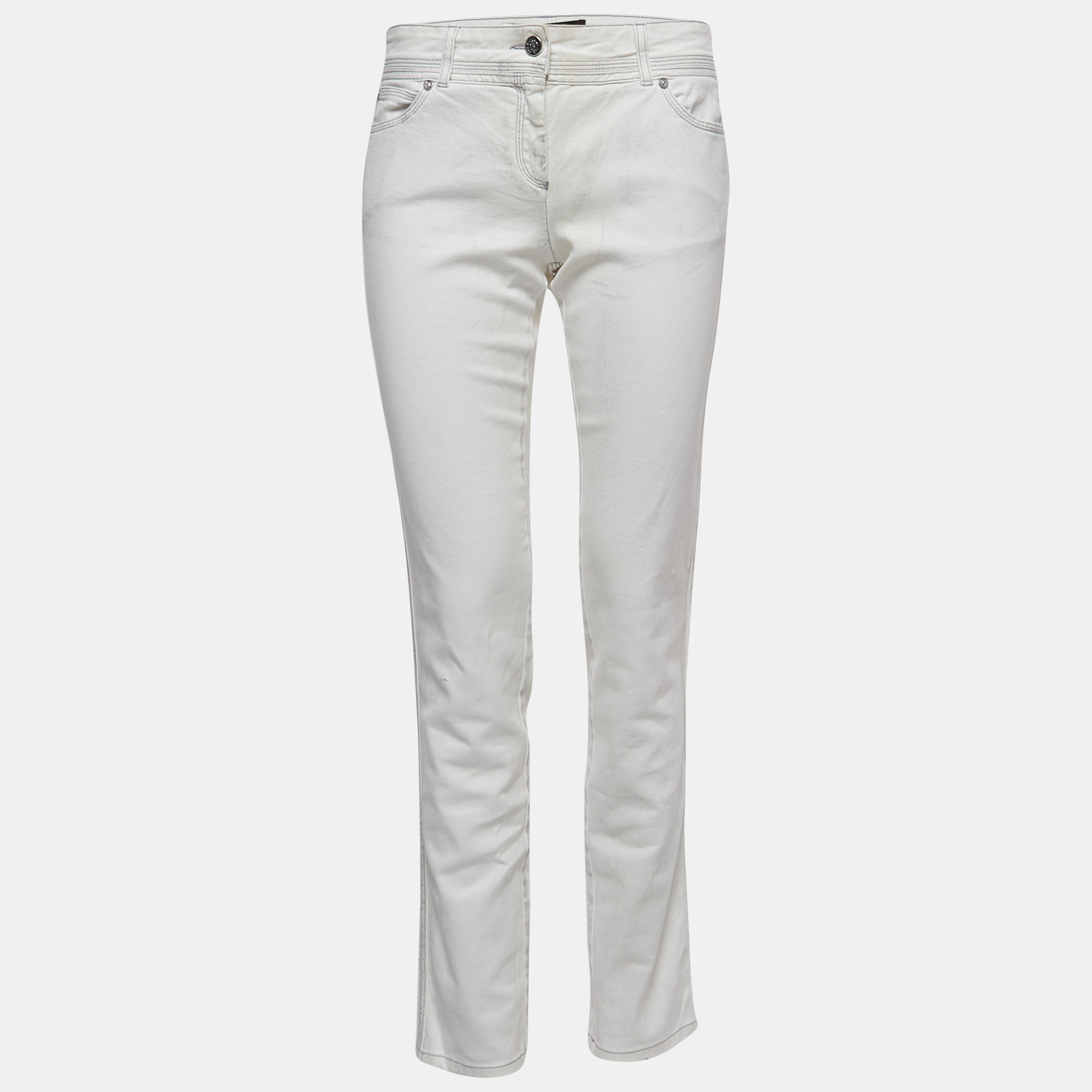 Roberto Cavalli White Patterned Denim Stitch Detailed Jeans M Waist 30", Jeans - Luxury Closet catalog