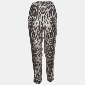 Roberto Cavalli Black Leopard Print Silk Drawstring Waist Trousers M, Clothing - Luxury Closet catalog