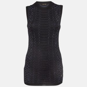 Roberto Cavalli Black And Blue Snake Pattern Lurex Knit Top S, Shirts & Tops - Luxury Closet catalog