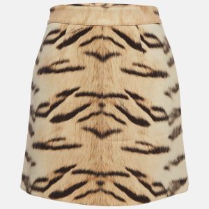 Roberto Cavalli Beige Tiger Print Fleece Wool Mini Skirt M, Skirts - Luxury Closet catalog