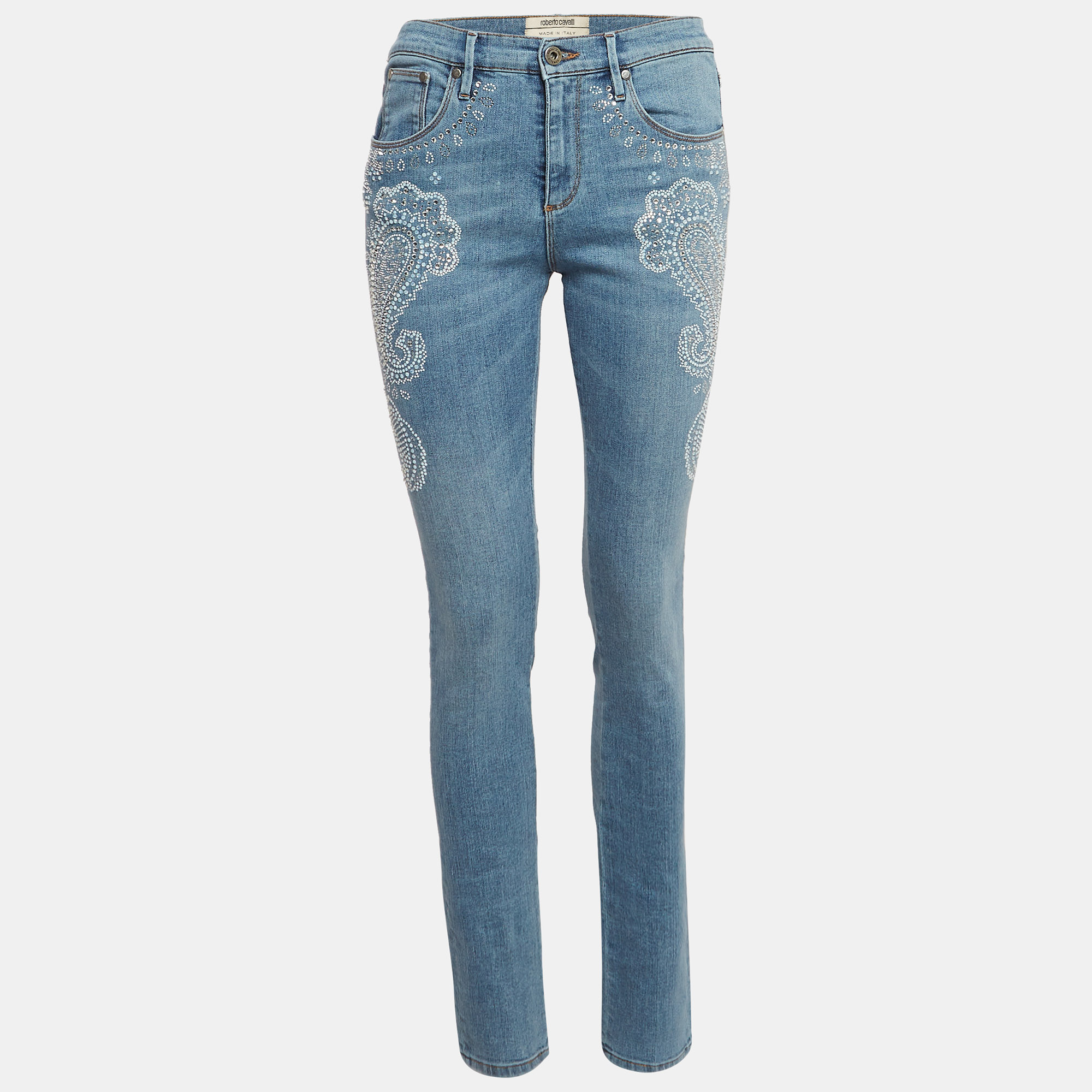 Roberto Cavalli Blue Embellished Denim Jeans M Waist 24", Jeans - Luxury Closet catalog