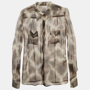 Roberto Cavalli Brown Animal Print Silk Sheer Shirt S, Shirts & Tops - Luxury Closet catalog