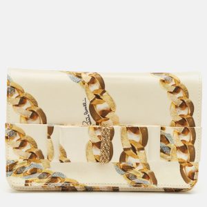 Roberto Cavalli Gold Chainlink Print Fabric Bow Clutch, Clutches & Special Occasion Bags - Luxury Closet catalog