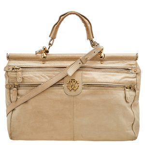 Roberto Cavalli Beige Leather Multiple Pocket Top Handle Bag, Satchels - Luxury Closet catalog