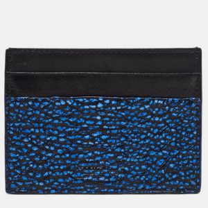 Roberto Cavalli Black/Blue Python Embossed Leather Card Holder, Wallets & Money Clips - Luxury Closet catalog