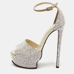 Roberto Cavalli Beige Suede Crystals Embellished Platform Sandals Size 36, Sandals - Luxury Closet catalog