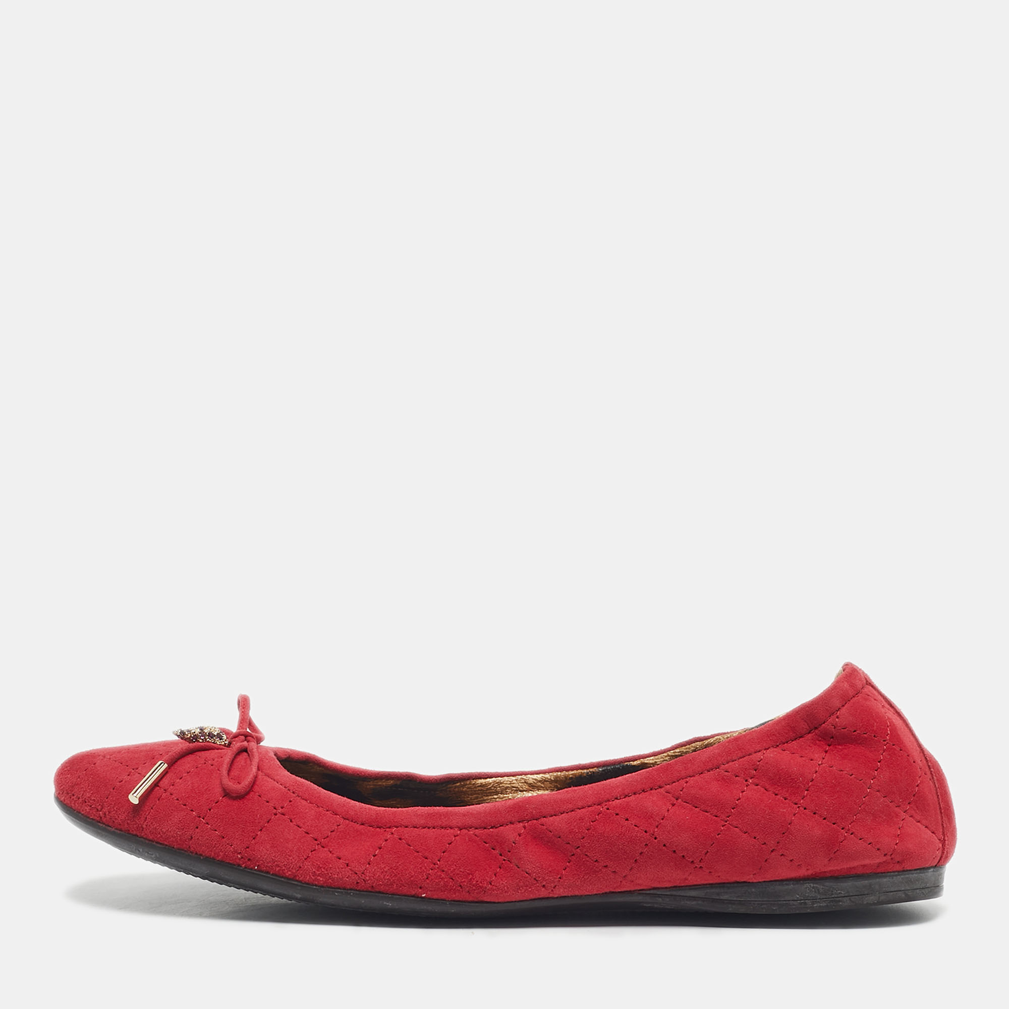 Roberto Cavalli Red Suede Scrunch Ballet Flats Size 39, Flats - Luxury Closet catalog
