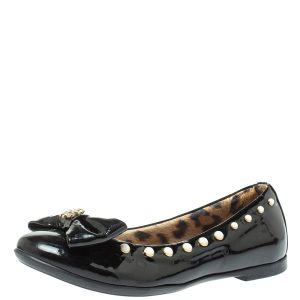 Roberto Cavalli Black Patent Leather Embellished Bow Ballet Flats Size 37, Flats - Luxury Closet catalog