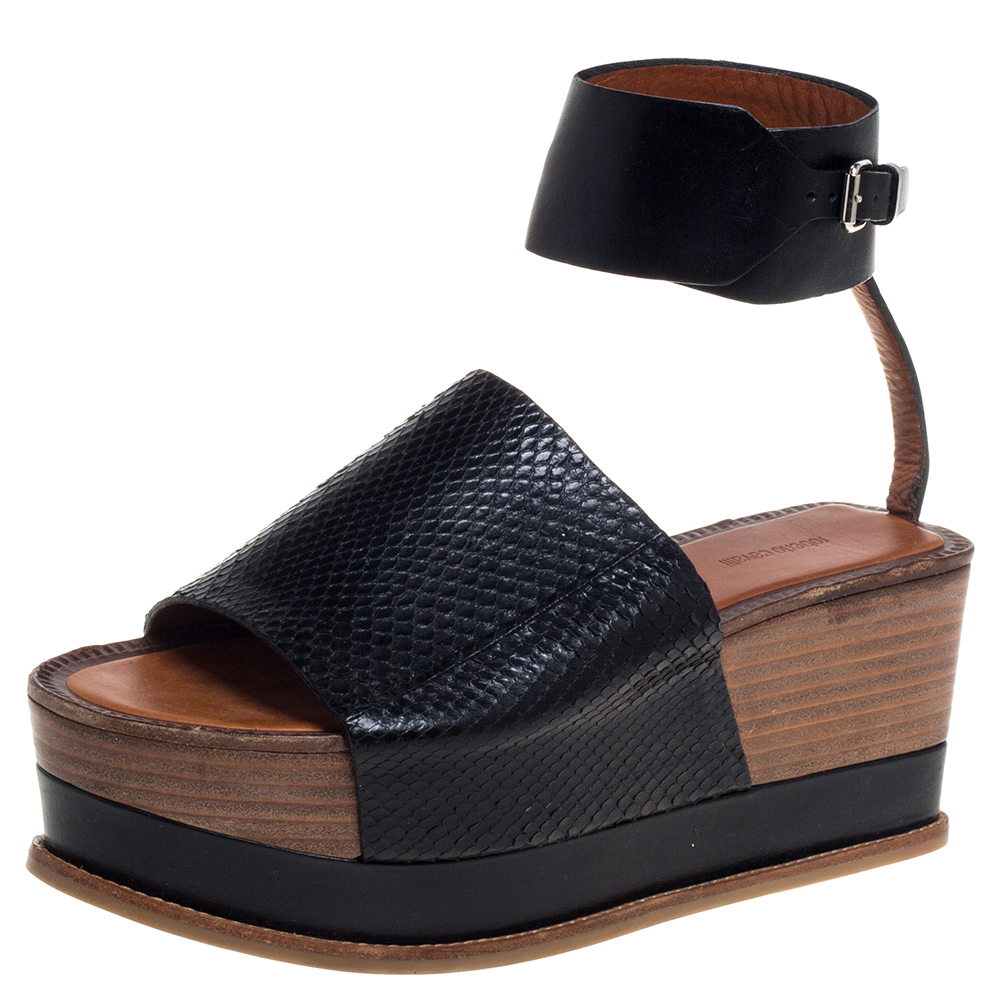 Roberto Cavalli Black Python Leather Platform Ankle Cuff Sandals Size 37, Sandals - Luxury Closet catalog