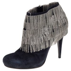Roberto Cavalli Black Suede Chain Booties Size 40, Boots - Luxury Closet catalog
