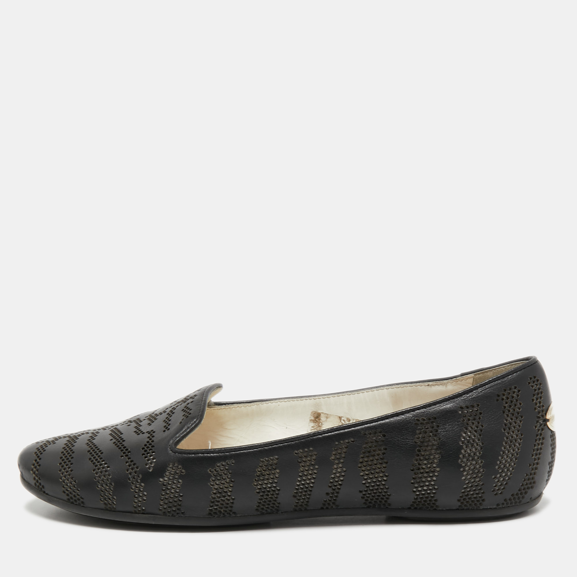 Roberto Cavalli Black Leather Laser Cut Ballet Flats Size 36, Flats - Luxury Closet catalog