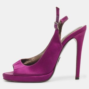 Roberto Cavalli Purple Satin Open Toe Platform Pumps Size 36, Pumps - Luxury Closet catalog