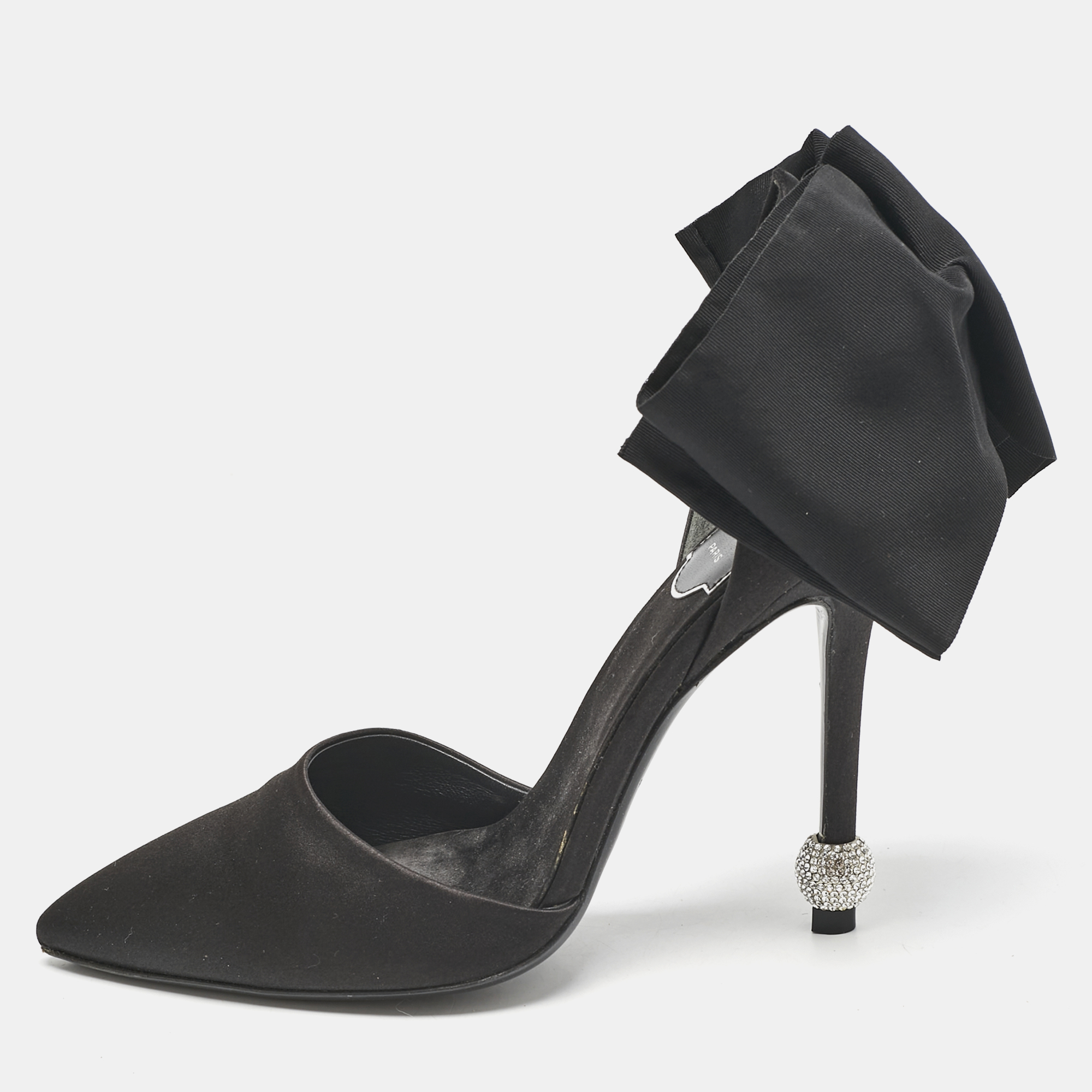 Roger Vivier Black Satin Crystal Embellished D'orsay Pumps Size 36, Pumps - Luxury Closet catalog
