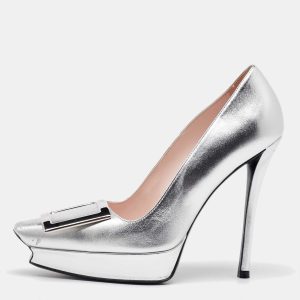 Roger Vivier Silver Leather Belle Vivier Trompette Platform Pumps Size 37, Pumps - Luxury Closet catalog