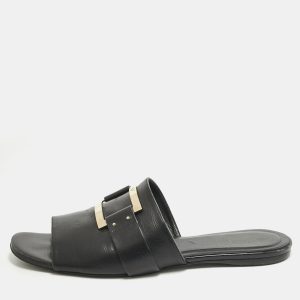 Roger Vivier Black Leather Buckle Flat Slides Size 41, Flats - Luxury Closet catalog