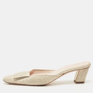 Roger Vivier Cream Tweed Belle Vivier Mules Size 37.5, Sandals - Luxury Closet catalog