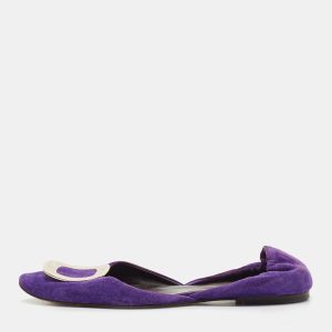 Roger Vivier Purple Suede Chip Buckle D'orsay Ballet Flats Size 38, Flats - Luxury Closet catalog