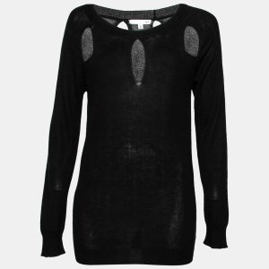 Roi Black Silk & Cashmere Knit Cut-Out Detail Sweater M, Sweaters & Cardigans - Luxury Closet catalog