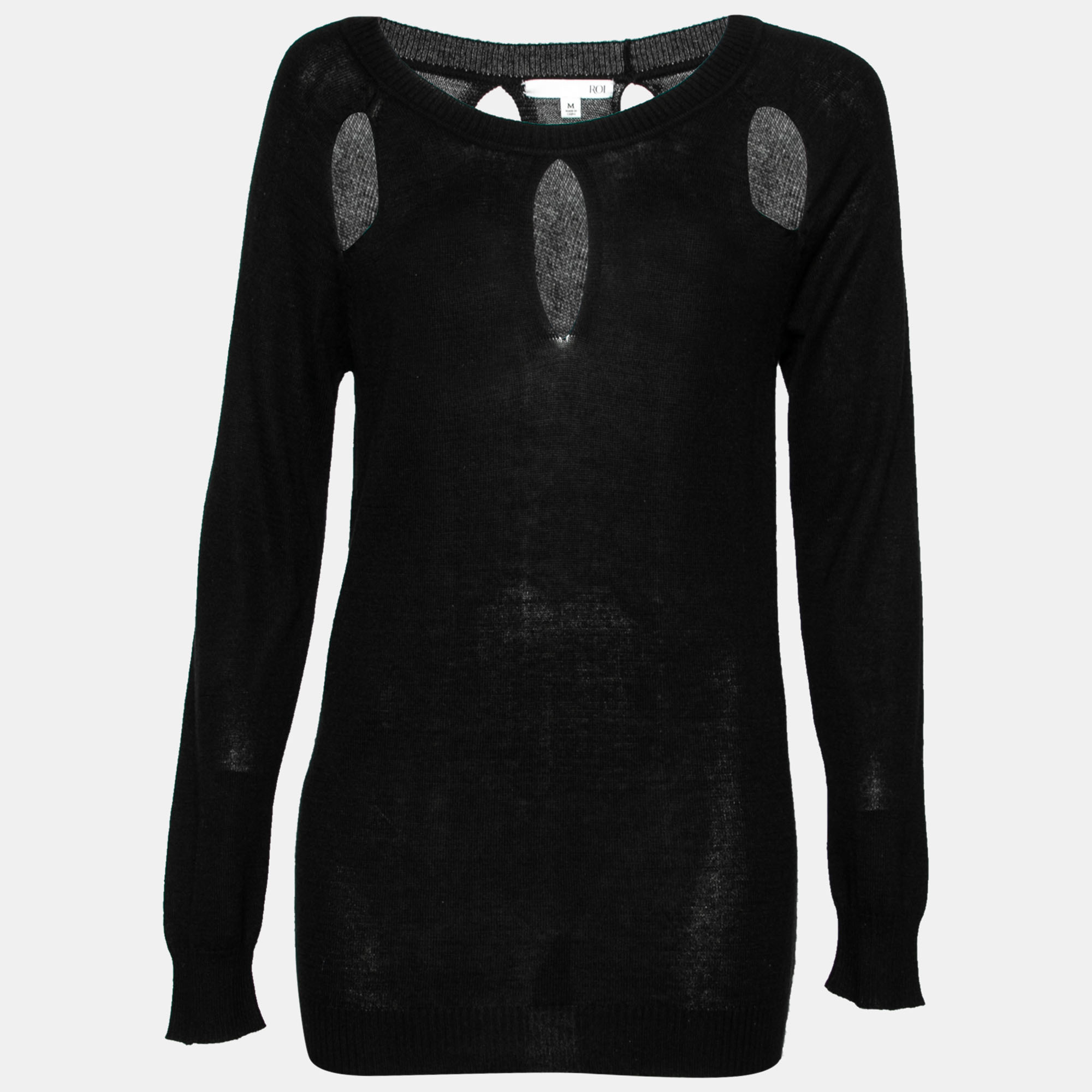 Roi Black Silk & Cashmere Knit Cut-Out Detail Sweater M, Sweaters & Cardigans - Luxury Closet catalog
