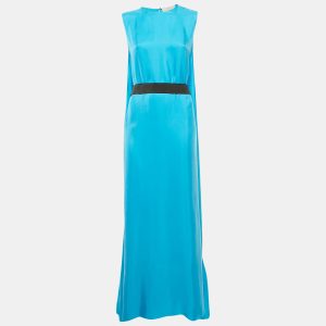 Roksanda Ilincic Sky Blue Sateen Sleeveless Belted Ruffle Hem Maxi Dress L, Dresses - Luxury Closet catalog