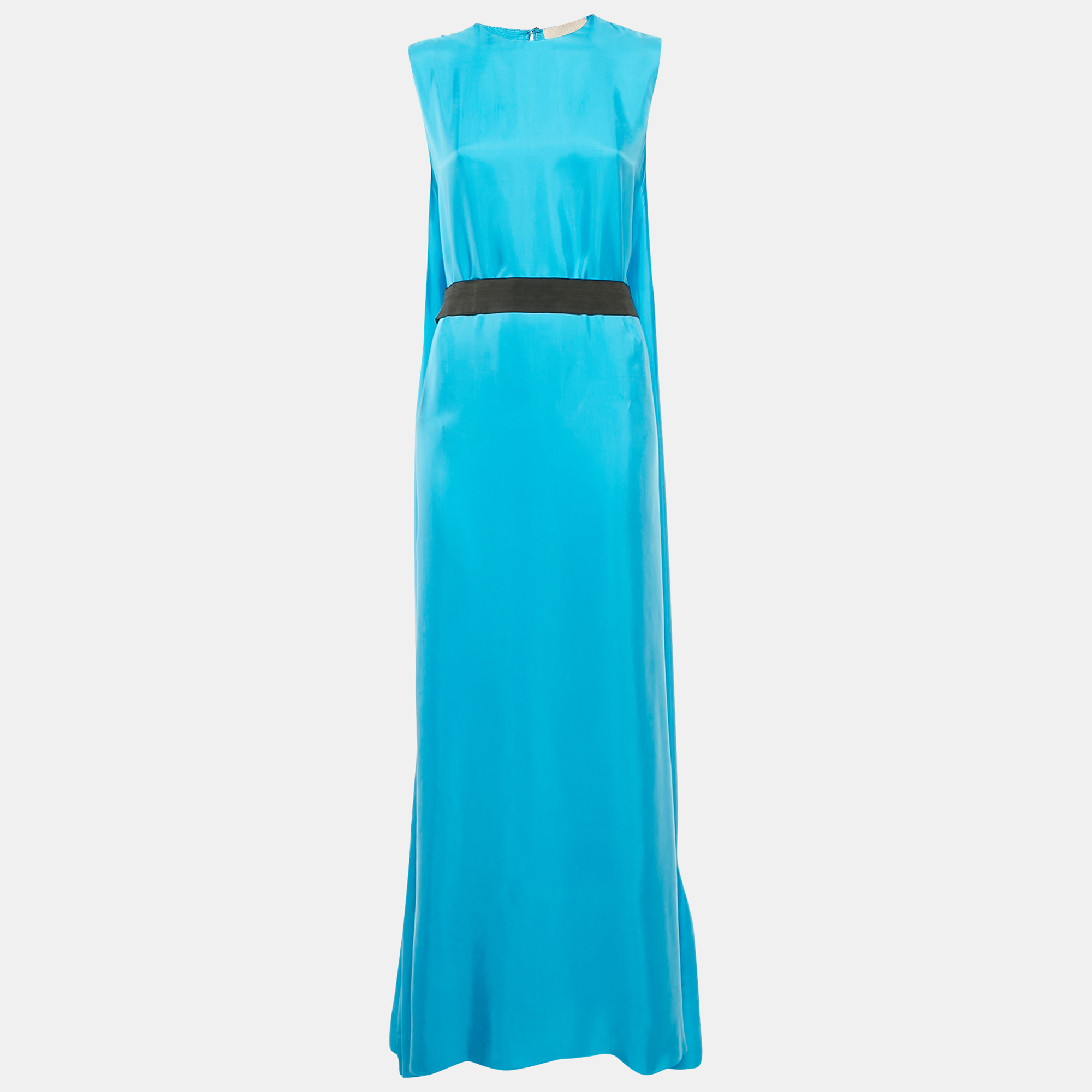 Roksanda Ilincic Sky Blue Sateen Sleeveless Belted Ruffle Hem Maxi Dress L, Dresses - Luxury Closet catalog