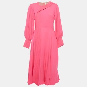 Roksanda Ilincic Pink Quilted Panel Silk Crepe Adyn Midi Dress M, Dresses - Luxury Closet catalog