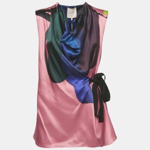 Roksanda Multicolor Printed Silk Cowl Neck Tie Up Top M, Shirts & Tops - Luxury Closet catalog