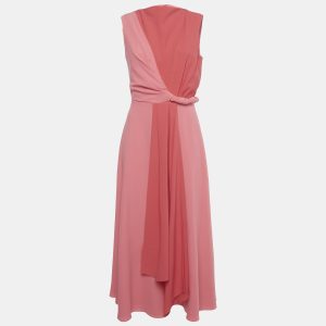 Roksanda Pink Two Toned Crepe Twisted Waist Parsa Midi Dress M, Dresses - Luxury Closet catalog
