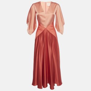 Roksanda Orange Two Toned Silk Gaia Midi Dress S, Dresses - Luxury Closet catalog
