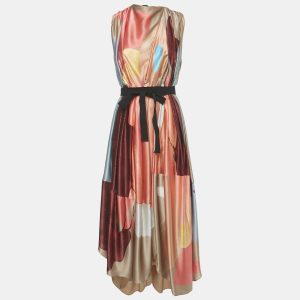 Roksanda Multicolor Silk Tie-up Neck Detail Aldona Midi Dress S, Dresses - Luxury Closet catalog