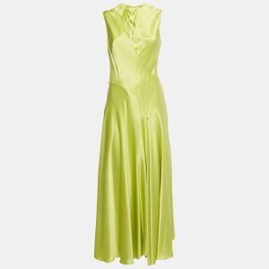 Roksanda Acid Green Satin Flared Maxi Dress M, Dresses - Luxury Closet catalog