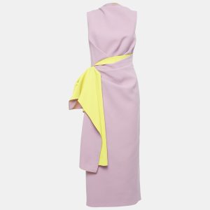 Roksanda Pink/Yellow Crepe Drape Style Midi Dress M, Dresses - Luxury Closet catalog