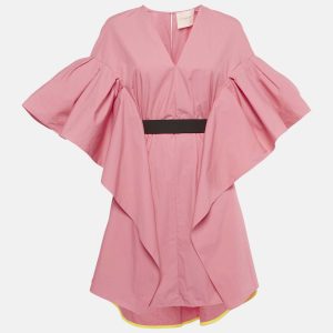 Roksanda Pink Poplin Ruffled Mini Dress M, Dresses - Luxury Closet catalog