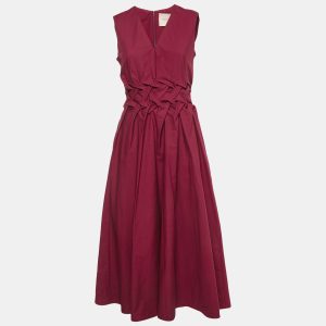 Roksanda Burgundy Cotton Gathered Eifal Midi Dress M, Dresses - Luxury Closet catalog