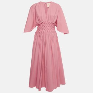 Roksanda Pink Poplin Shirring Midi Esti Dress M, Dresses - Luxury Closet catalog