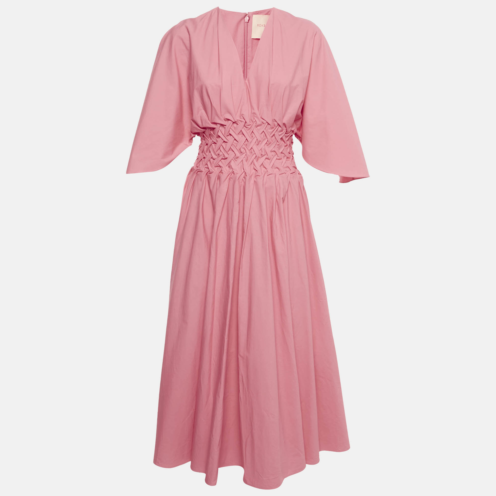Roksanda Pink Poplin Shirring Midi Esti Dress M, Dresses - Luxury Closet catalog