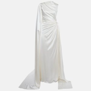 Roksanda Ivory Satin Draped Style Back Open Long Dress S, Dresses - Luxury Closet catalog