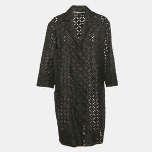 Roland Mouret Black Eyelet Pattern Cotton Blend Button Front Coat M, Coats & Jackets - Luxury Closet catalog