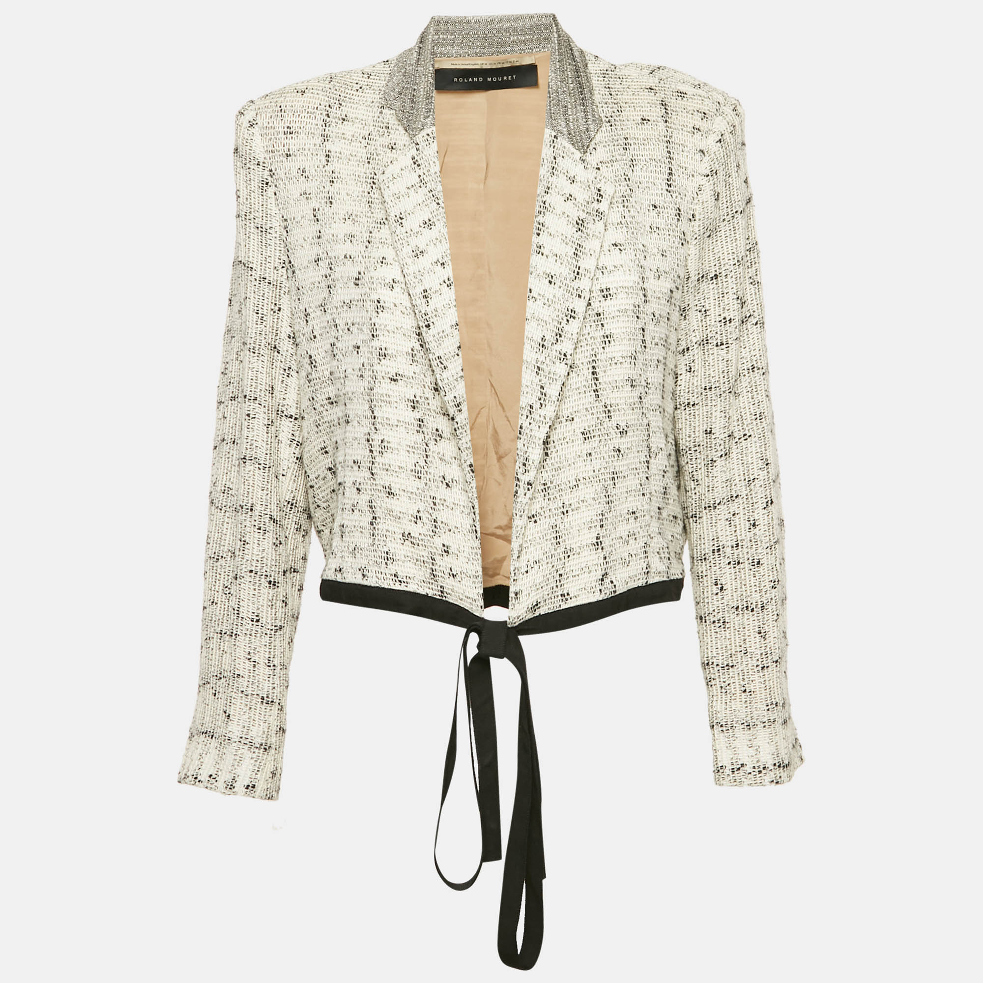Roland Mouret Off White Patterned Cotton Knit Wrap Jacket XL, Coats & Jackets - Luxury Closet catalog