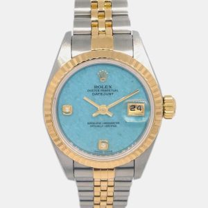 Rolex Blue Diamond 18k Yellow Gold Stainless Steel Datejust 79173 Automatic Women's Wristwatch 26 mm, Watches - Luxury Closet catalog