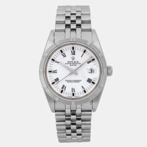 Rolex White Stainless Steel Oyster Perpetual Date 15210 Automatic Women's Wristwatch 34 mm, Watches - Luxury Closet catalog