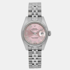 Rolex Pink 18k White Gold Stainless Steel Datejust 179174 Automatic Women's Wristwatch 26 mm, Watches - Luxury Closet catalog