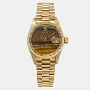 Rolex Brown Tiger Eye Yellow Gold Datejust 69178 Automatic Women's Wristwatch 26mm, Watches - Luxury Closet catalog