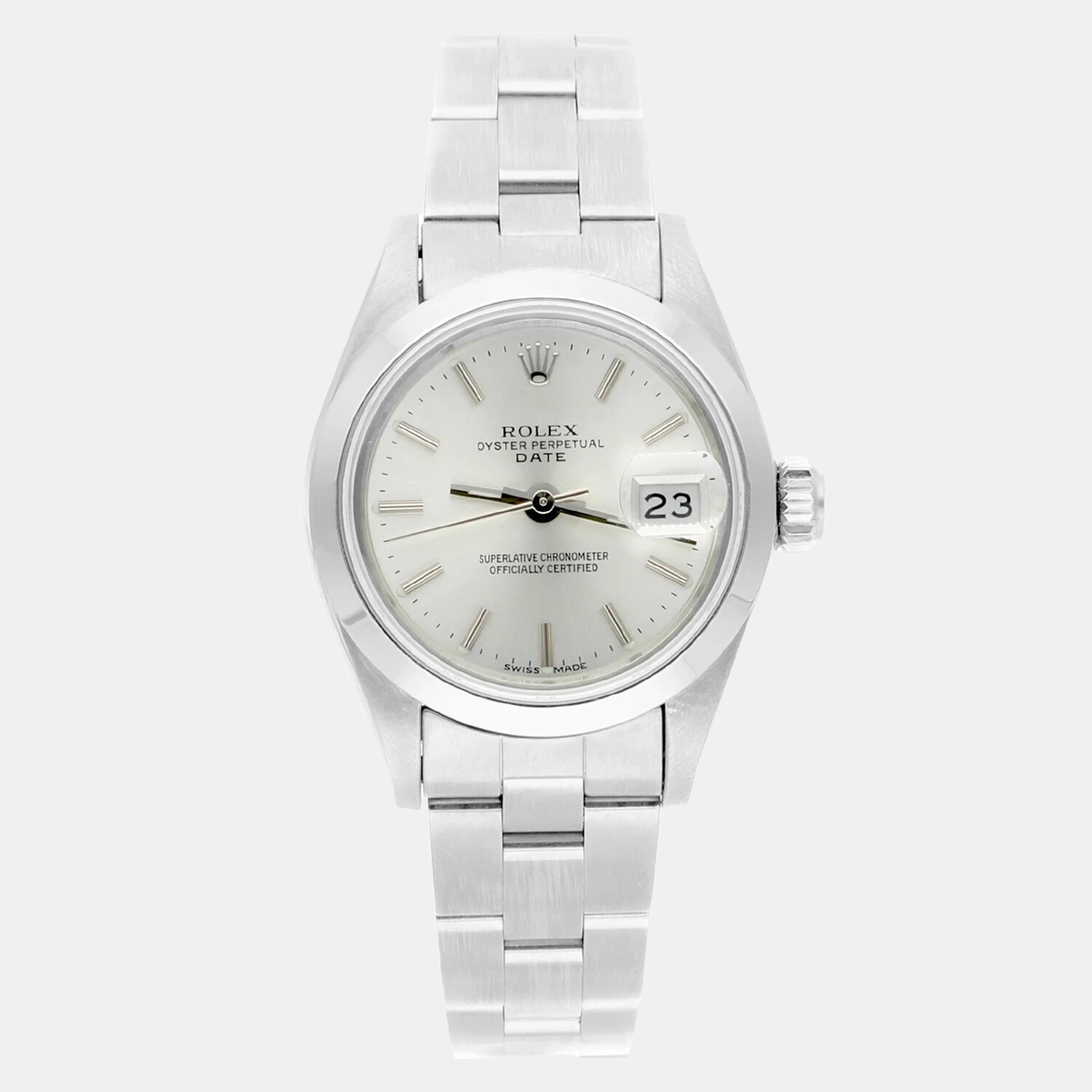 Rolex Oyster Perpetual Date 69160 Automatic Silver Stainless Steel Women's Wristwatch 26 mm, Watches - Luxury Closet catalog