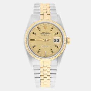 Rolex Datejust 16013 Automatic Champagne 18k Yellow Gold Stainless Steel Women's Wristwatch 36 mm, Watches - Luxury Closet catalog