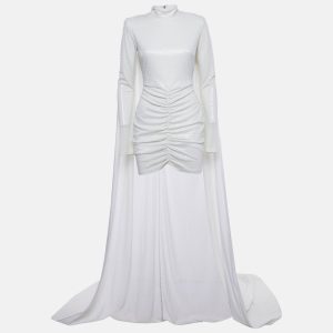ROTATE White Sequin Lurex Jersey Detachable Cape Mini Dress M, Dresses - Luxury Closet catalog