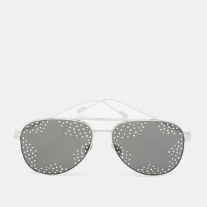 Saint Laurent Paris Silver Tone/Grey SL193T Crystal Aviator Sunglasses, Sunglasses - Luxury Closet catalog