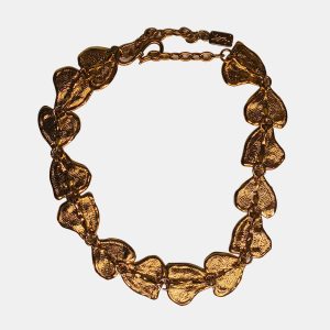 Saint Laurent Vintage Gold Plated Textured Necklace, Jewelry - Luxury Closet catalog