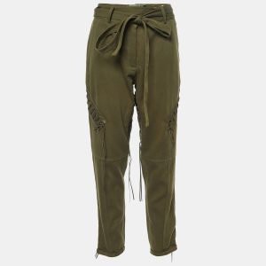 Saint Laurent Paris Green Cotton Blend Lace Tie-Up Military Trousers M, Clothing - Luxury Closet catalog